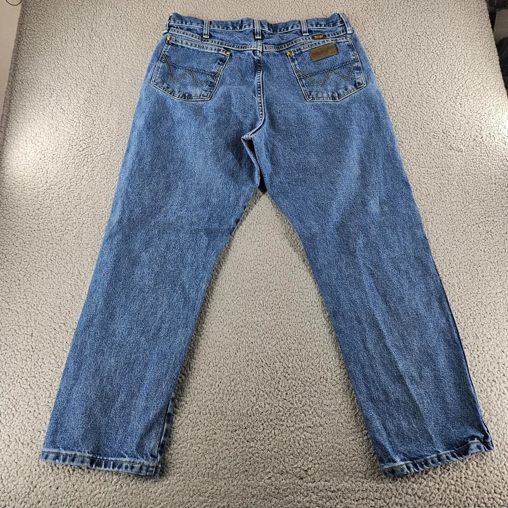 Wrangler Jeans Mens 36x30 Blue Denim George Strait Cowboy Cut Straight Western